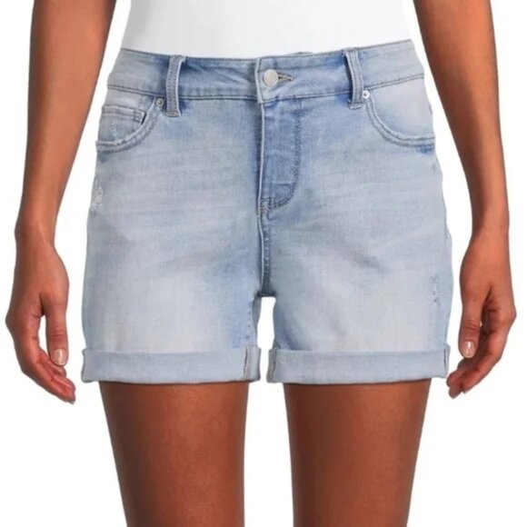 Time and Tru Women's Size 18 Mid Rise Cuffed 4" Denim Short Light Wash - Picture 1 of 3